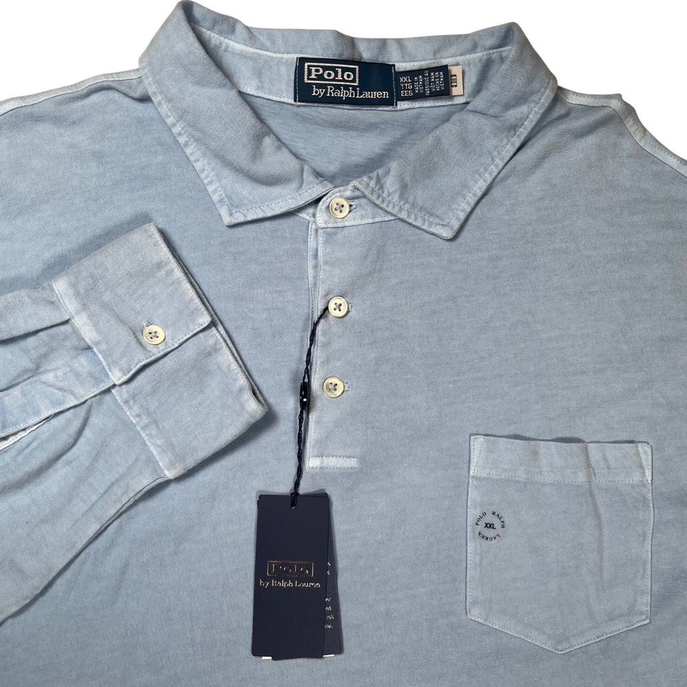 New Polo Ralph Lauren Sueded Jersey Polo Shirt Men XXL Chambray Blue Classic Fit